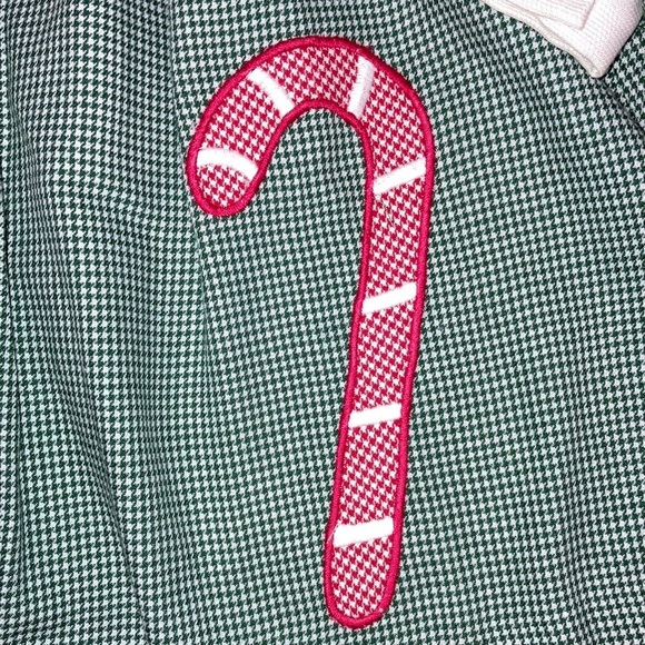 Zu Christmas candy cane green white dogtooth Peter Pan collar dress 12m - Picture 2 of 10